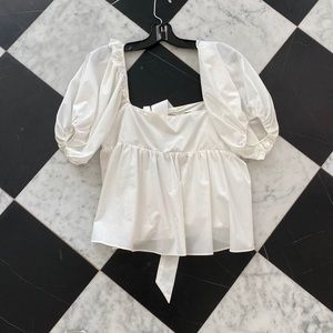 White Puffy Sleeve Blouse